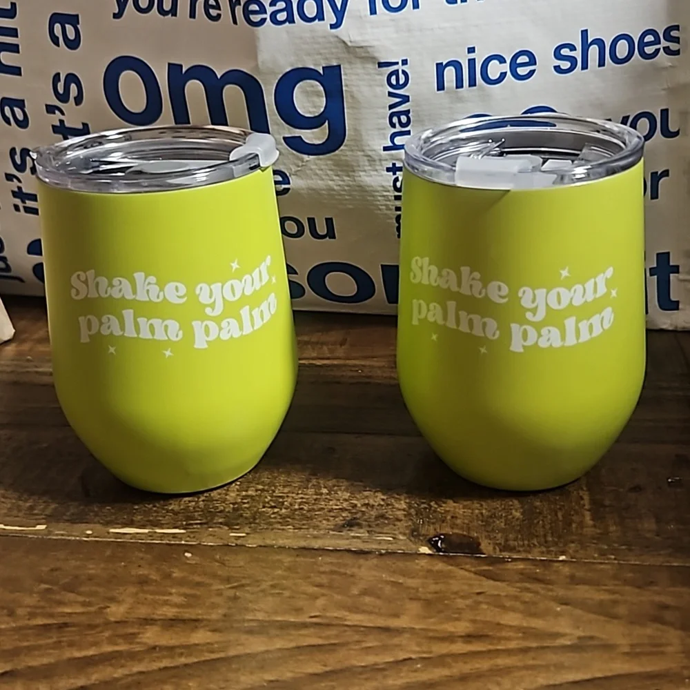 MODERN EXPRESSIONS SHAKE YOUR PALM PALM WINE TUMBLER SET OF 2: NEW WITH TAGS